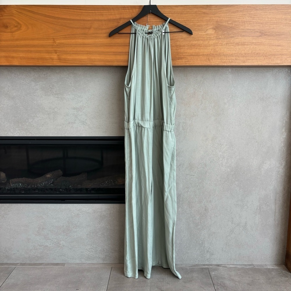 Bella Dahl Fray Neck Jumpsuit Spring Vine, Size L